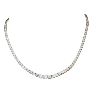9.75 Ct Riviera Graduated Diamond Necklace For Sale