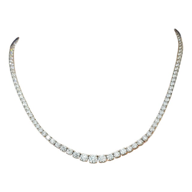 9.75 Ct Riviera Graduated Diamond Necklace For Sale