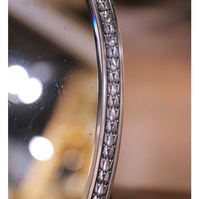 Early 20th Century Early 20th Century French Silverplated Over Nickel Vanity Mirror With Bow Crest For Sale - Image 5 of 6