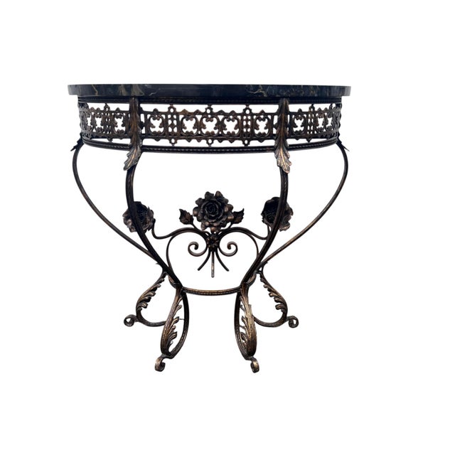 Early 20th Century Early 20th Century Oscar Bach Style Marble Top Iron Console Iron Mirror For Sale - Image 5 of 18