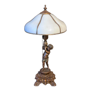 1910s Ornate Statue Lamp With Clawfoot Base