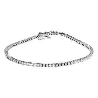 14K White Gold Classic 1 1/2 Cttw Diamond Tennis Bracelet For Sale