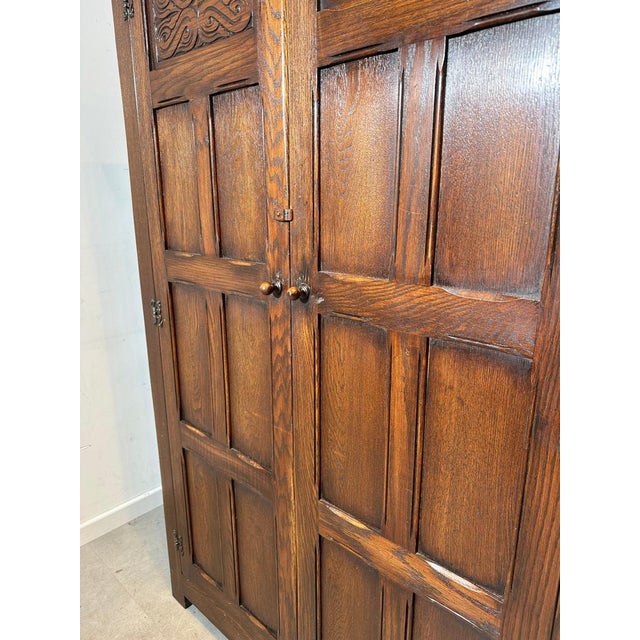 Antique Oak Wardrobe Cabinet For Sale - Image 4 of 6