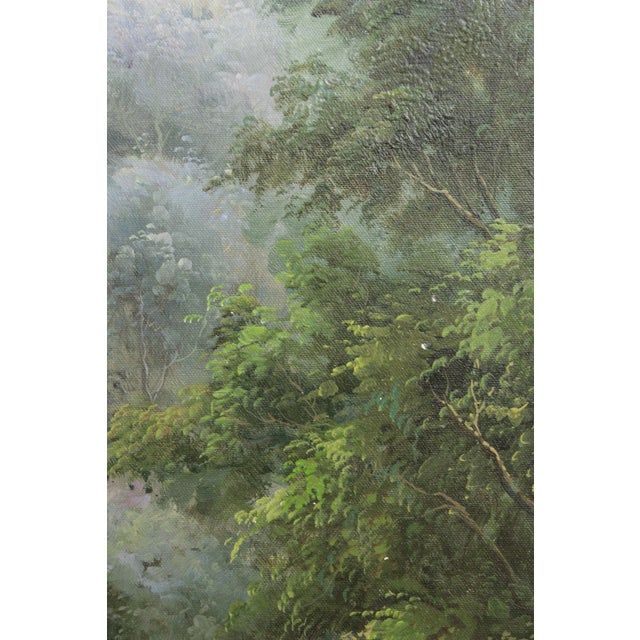 Large Hand Painted Oil Painting on Canvas Outdoor Garden Scene For Sale - Image 14 of 18