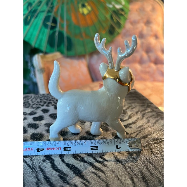 Vintage Lennox Ceramic Christmas Cat With Reindeer Antlers For Sale In Atlanta - Image 6 of 7