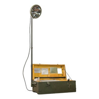 Vintage Swiss Army Field Lamp in Wooden Crate, 1950s For Sale