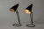 Pair of amazing table lamps by Bertil Brisborg, with black lacquered shades. Cool grey base in a slender graphic design....