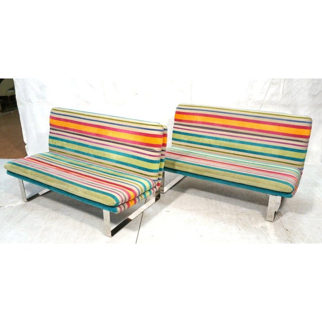 Set of 2 Kho Liang Ie for Artifort Awning Striped Chenille Sofas For Sale In Los Angeles - Image 6 of 8