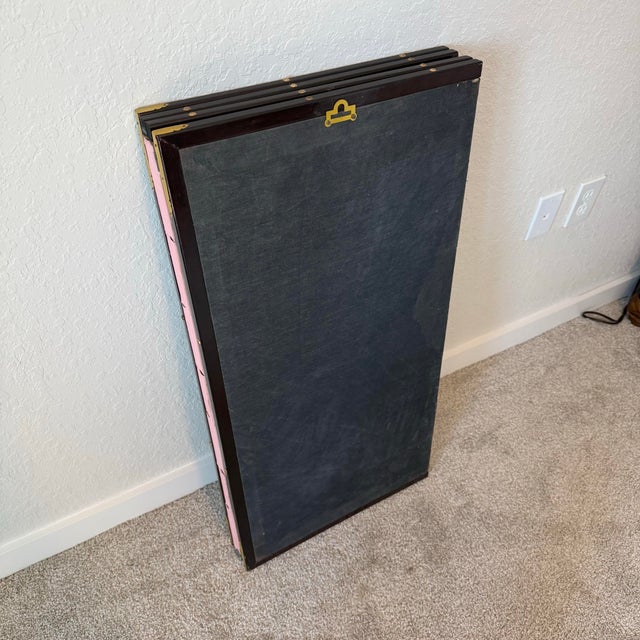 Blush Vintage Pink Lotus & Kingfisher 4-Panel Byobu Screen For Sale - Image 8 of 9