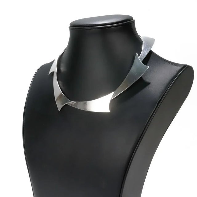 Metal Vintage Modernist Sterling Silver Collar Necklace by Noble Smith For Sale - Image 7 of 11
