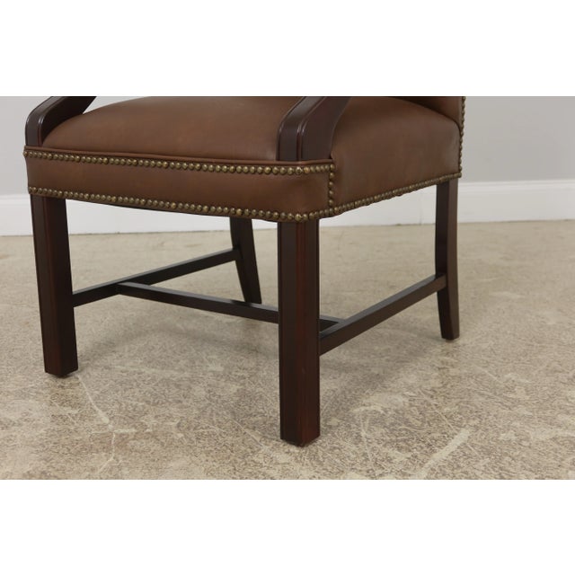 Approx: 20 Years Old Covered In Faux Brown Leather 18 C. Design Chippendale Style Traditional Style Stretcher Base Frame...