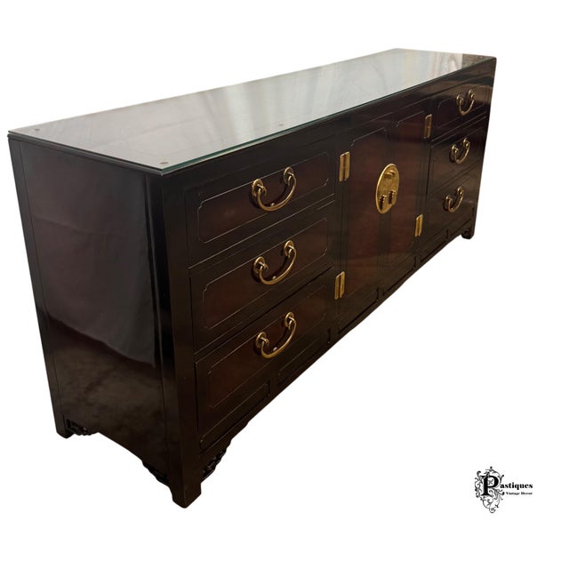 Vintage Hickory White Chinoiserie Style Burl Wood & Lacquer Dresser & Mirror For Sale - Image 9 of 12