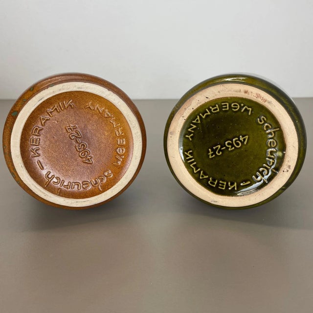 German Multi-Color Pottery Fat Lava Vases from Scheurich, 1970s, Set of 2 For Sale - Image 17 of 18
