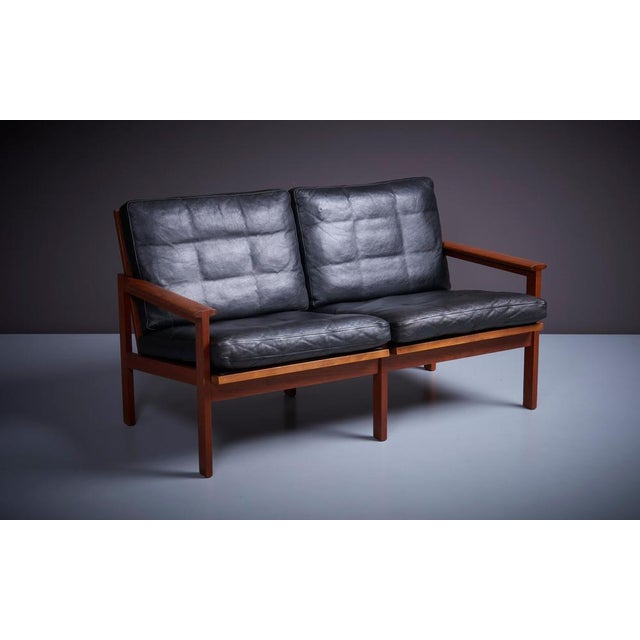 Black Leather Sofas & Side Table from Illum Wikkelso Capella, Denmark, 1960s, Set of 3 For Sale - Image 13 of 17