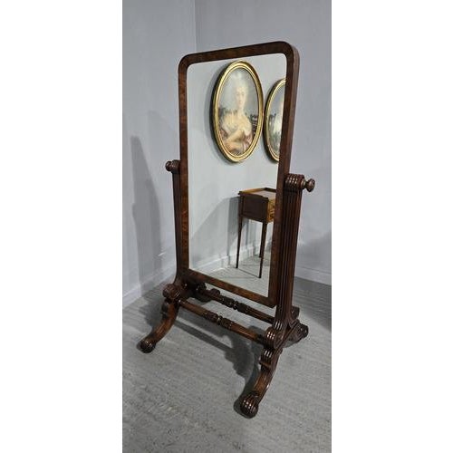 Regency Mahogany Cheval Mirror For Sale - Image 14 of 16