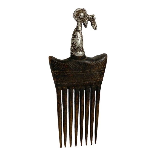 African Baule I.Coast Comb W/ Bird Head Sculpture 8.25 " H For Sale
