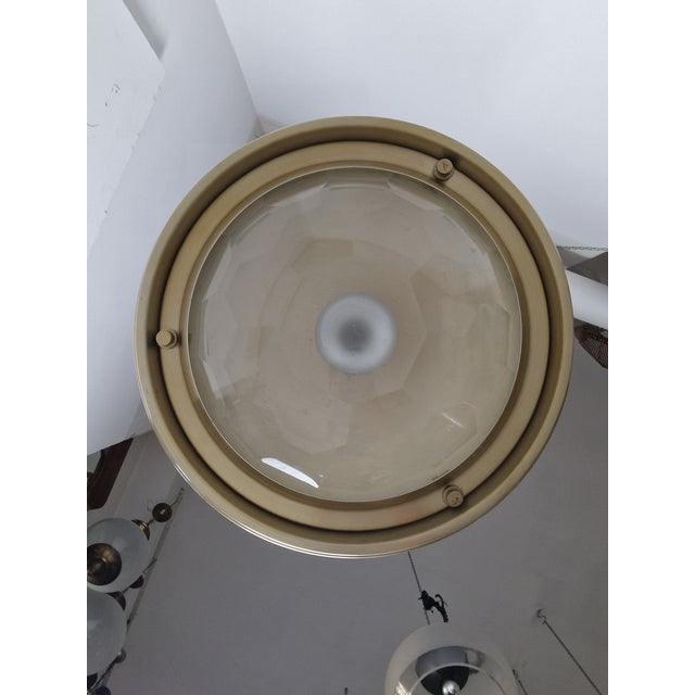 Gold Brass-Plated Aluminum Chandelier with Diamond-Shaped Glass Lampshade by Pia Guidetti Crippa for Lumi, 1970s For Sale - Image 8 of 13