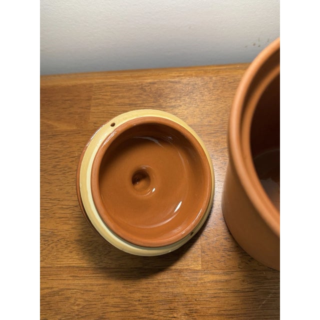 Vintage Portuguese Terracotta Pottery Jar W/ Lid | Rustic Portugal Clay Canister For Sale - Image 11 of 14