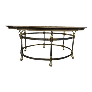 1970s Hollywood Regency Style Brass & Glass Coffee Table. For Sale