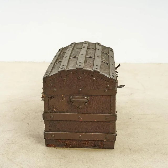 Vintage Brown Wooden Trunk For Sale - Image 3 of 5