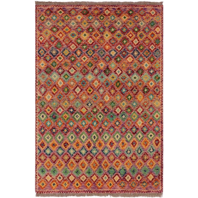 Contemporary Balochi Purple/Rust Wool Rug - 3'5''x4'11'' For Sale - Image 11 of 11