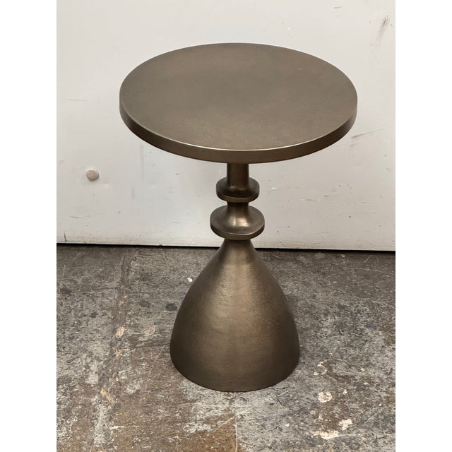 Arhaus Arhaus Sculptural Bronze Finish Pedestal Martini Side Table For Sale - Image 4 of 12