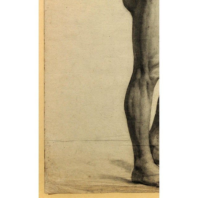 Paper Henry Arthur Roberts after Drölling, Pre-Second Republic French Academy Life Study of Standing Male Nude, 1800s, Charcoal & Pencil on Paper For Sale - Image 7 of 18
