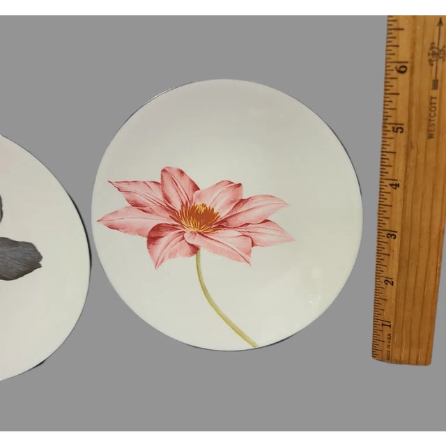 Late 20th Century Vintage Noritake Stone Ware Colorware Graphite Floral Appetizer Hors D' Oeuvre Plates- Set of 6 For Sale - Image 5 of 6
