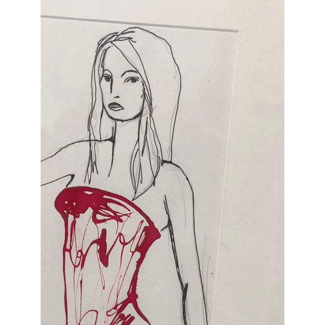 “The Models” Framed Ink on Paper Drawing by Cassandra Auker For Sale - Image 4 of 9