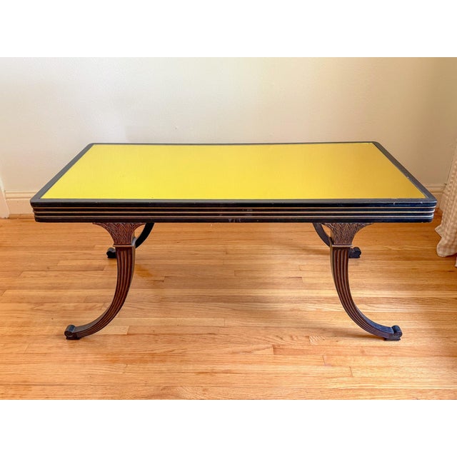Early 1900s Citron Gold Mirror Top and Ebony Walnut Empire Coffee Table For Sale - Image 9 of 17