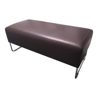 Modern Bernhardt Brown Leather Ottoman For Sale