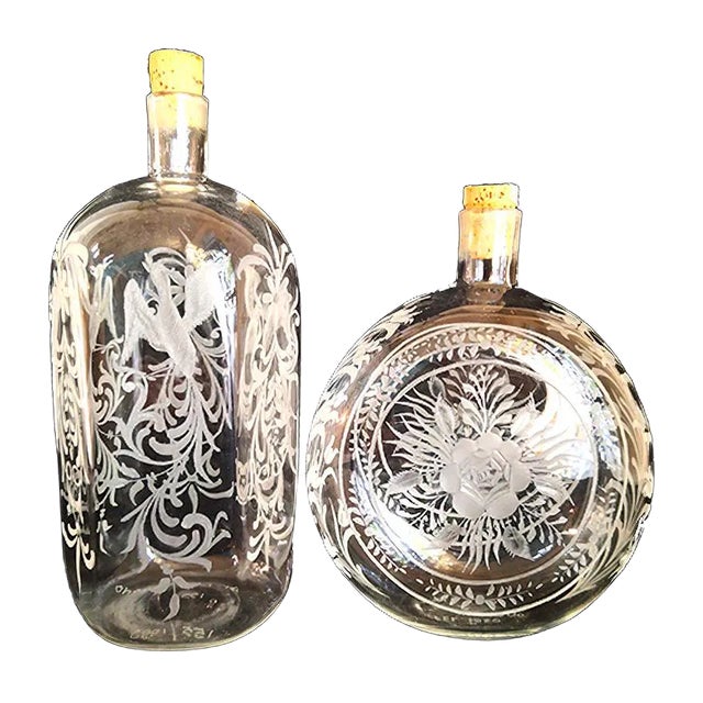 Murano Glass Bottles, 1993, Set of 2 For Sale