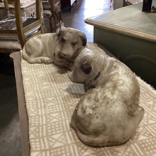 Pair of Mid 20th Century British Colonial Resting White Dogs For Sale - Image 4 of 11