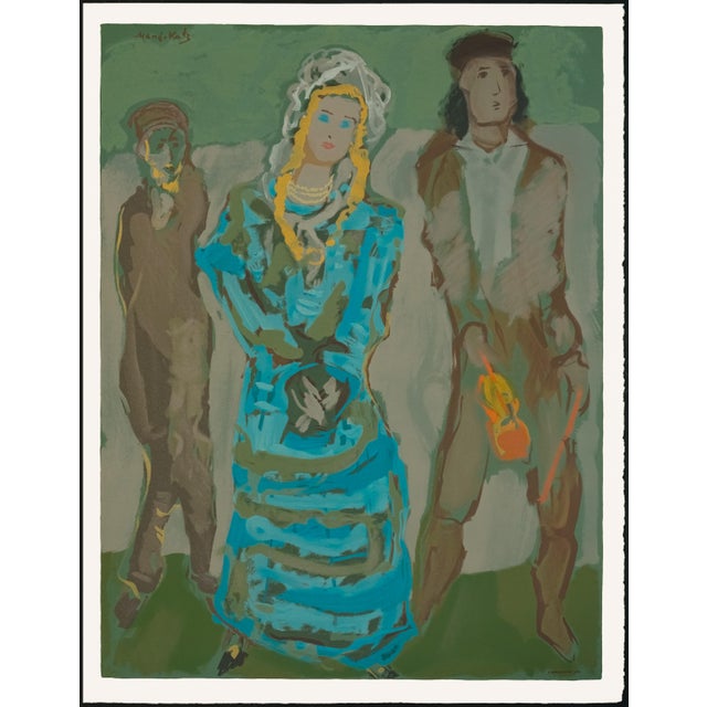 Original lithograph from the limited edition portfolio "Stempeniou de Cholem Aleikhem" by Emmanuel Mané-Katz, published in...