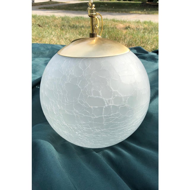 Vintage Moe Light Crackled Etched Glass Pendant Globe Light Chairish