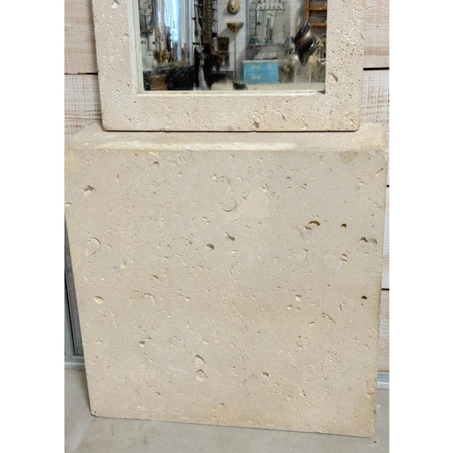 Mid 20th Century Mid Century Minimalist Natural Coral Coquina Stone Mirror and Console - 2 Piece Set For Sale - Image 5 of 6