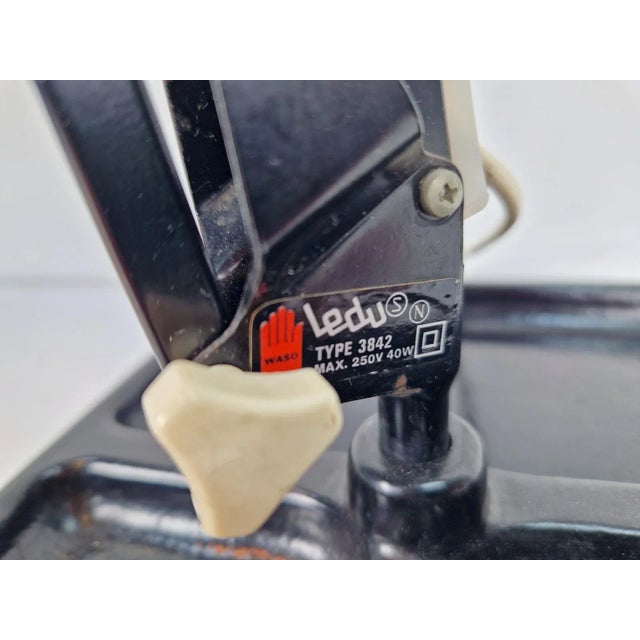 Rare articulated desk lamp "ledu" sweden type 3842, architect lamp, 60s mid century black articulated desk lamp table lamp...