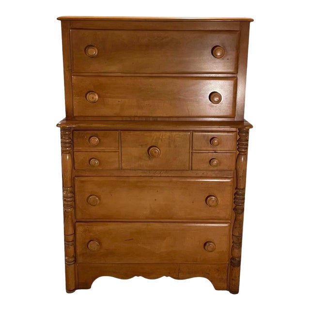1950s Virginia Maple Tall Wood Dresser For Sale