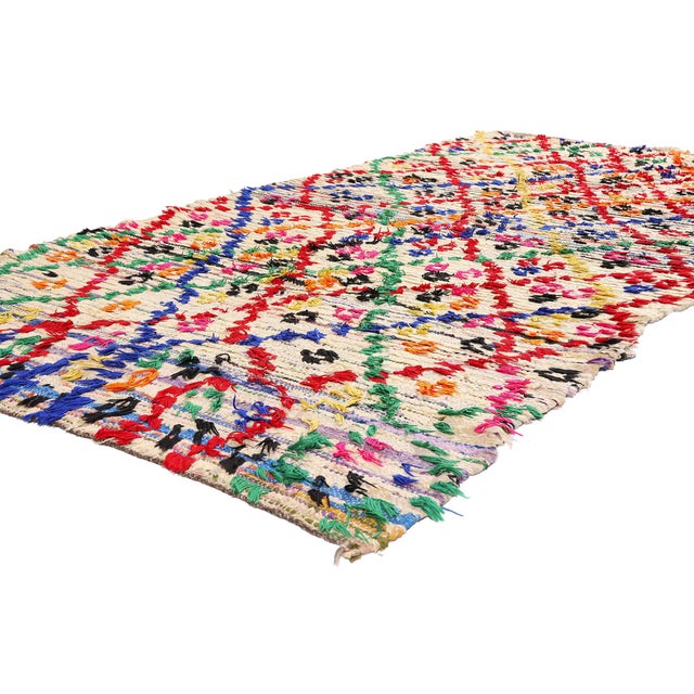 21954 Vintage Azilal Boucherouite Moroccan Rug, 04'08 x 09'01. The Living Legacy: A Vintage Azilal Moroccan Masterpiece of...