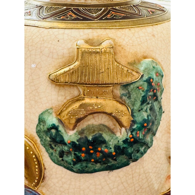 Antique Asian Figural Crackle Glaze Vase With Elephant Motif, Early 1900's For Sale - Image 6 of 11