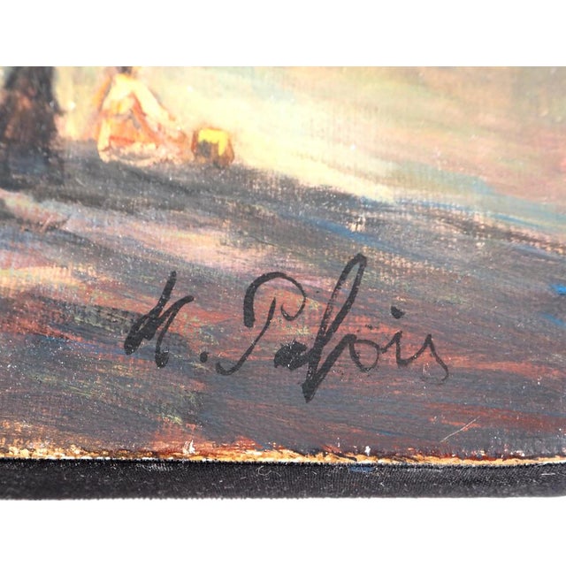 Michel PABOIS Two Breton boats at the water's edge Oil on canvas Signed lower right And titled on the back 24x33cm...