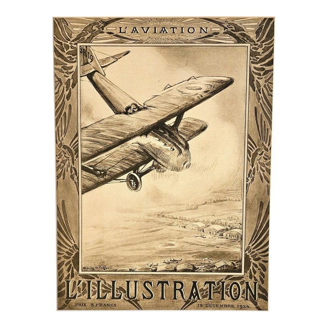 1924 French Aviation Print, Matted For Sale