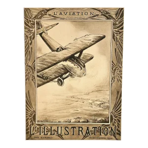 1924 French Aviation Print, Matted