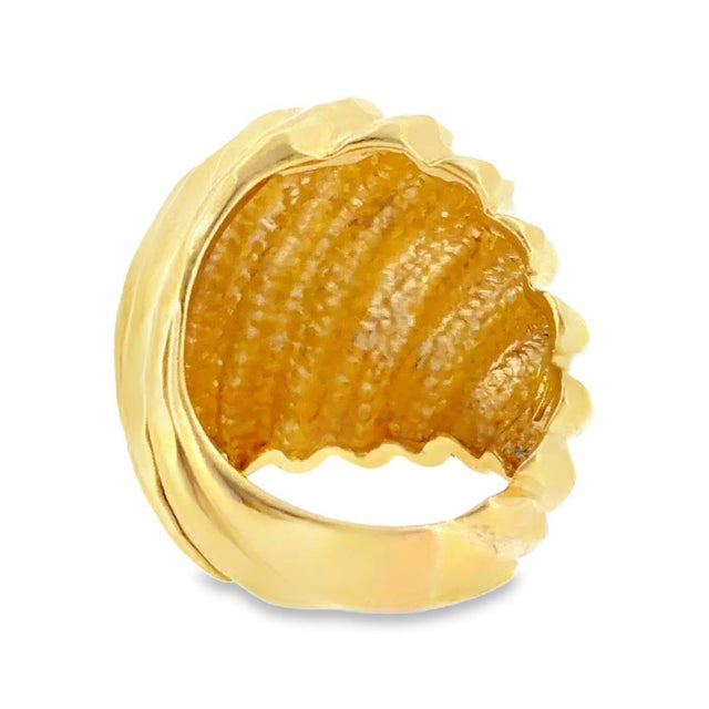 Contemporary Henry Dunay 18k Gold Hammered Swirl Sculptural Dome Ring, Circa 1980's, Size 5.25 For Sale - Image 3 of 7