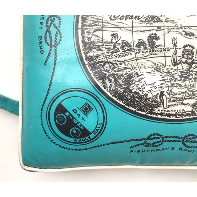 Vintage Turquoise Boat Cushion W/Boating Knots & Signal Flag Graphics For Sale - Image 6 of 9