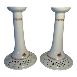 Oscar De La Renta “Royal Poppy” Porcelain Candlesticks – Pair, West Germany