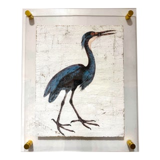 Blue Egret - Hand-Executed Textured Wall Art | Michele Stone Collection For Sale