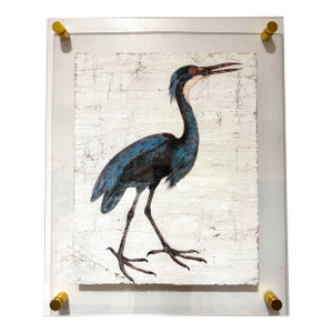 Blue Egret - Hand-Executed Textured Wall Art | Michele Stone Collection