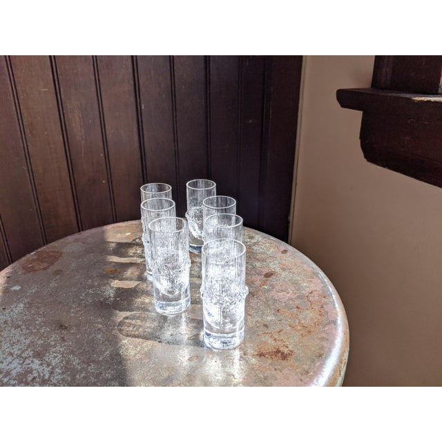 Iittala Late 20th Century Seven (7) Iittala "Niva" Textured Icicle Cordial Shot Glasses Designed by Tapio Wirkkala For Sale - Image 4 of 9