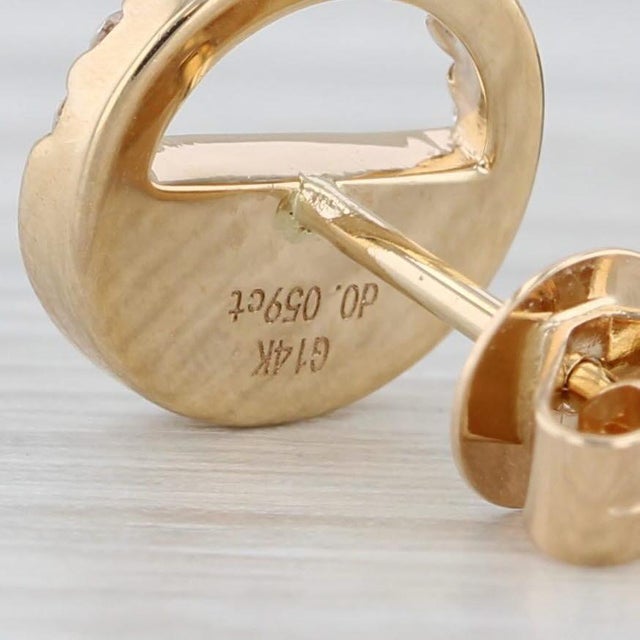 2020s New Small 0.12ctw Diamond Circle Stud Earrings 14k Yellow Gold - 2 Pieces For Sale - Image 5 of 6